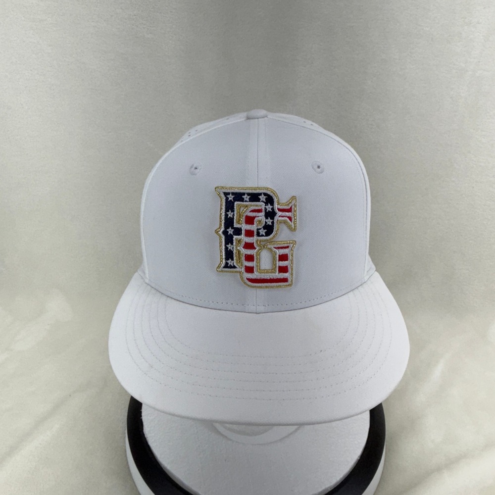 Perfect Game Baseball Hat White USA Flag Logo Fitted S/M Perforated Cap